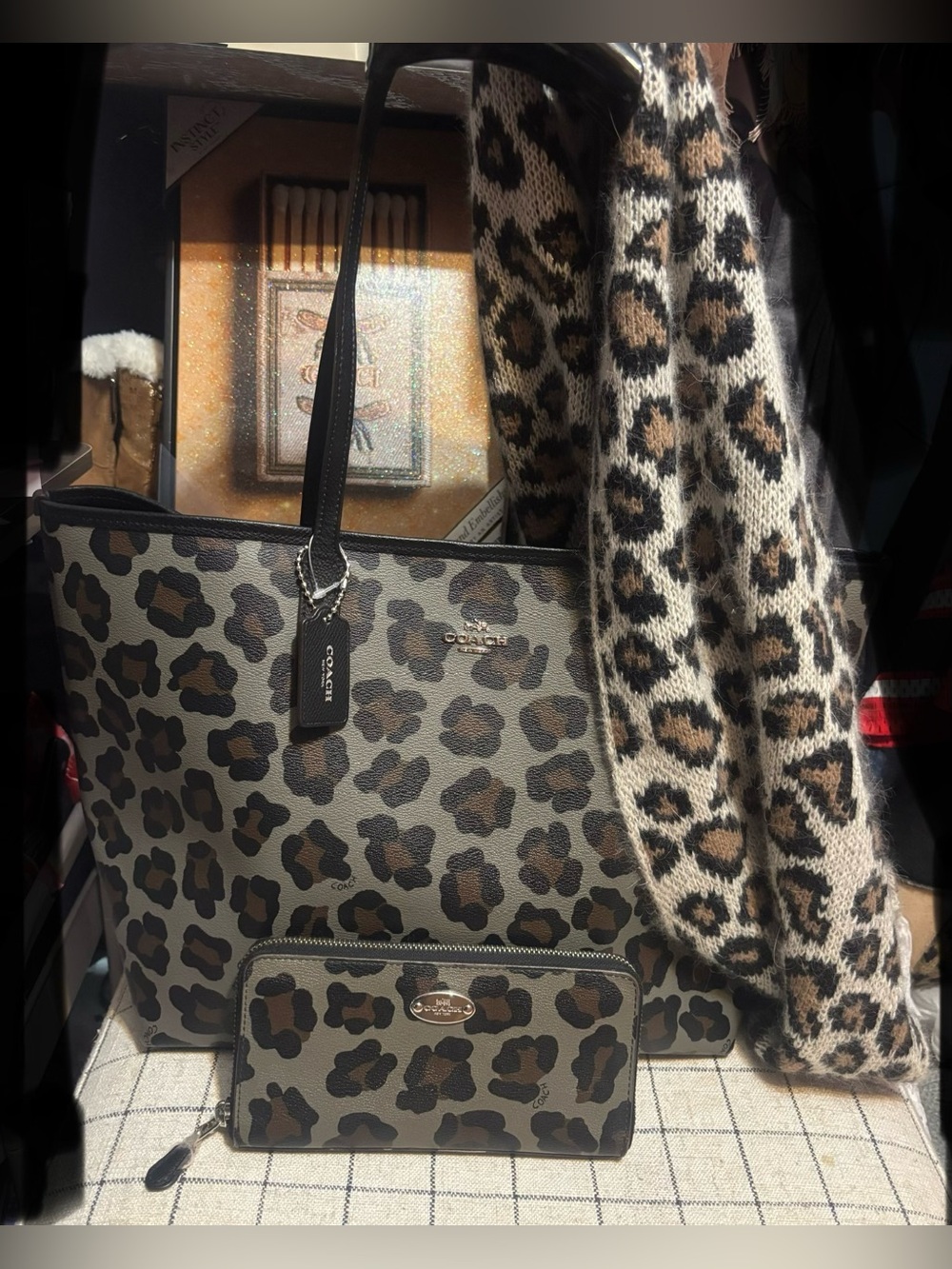 Coach ocelot leopard tote bundle